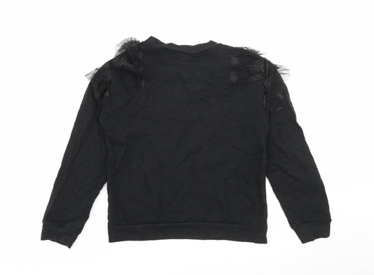 TU Girls Black Cotton Pullover Sweatshirt Size 12 Years - Star