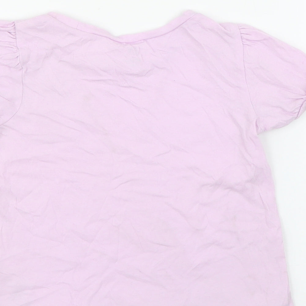 Gap Girls Purple Cotton Basic T-Shirt Size 3 Years Crew Neck - Cat