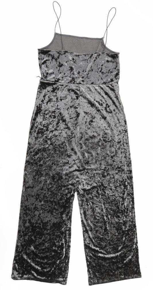 Topshop Womens Grey Polyester Jumpsuit One-Piece Size 12 L25 in