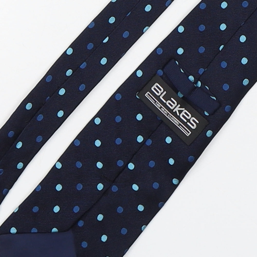 Blakes Mens Blue Polka Dot Silk Pointed Tie One Size