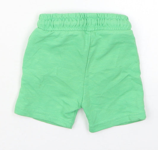 F&F Boys Green Cotton Sweatpants Trousers Size 12-18 Months Drawstring - Sweat Shorts