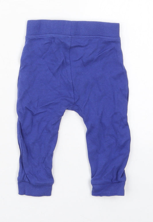 George Boys Blue Cotton Sweatpants Trousers Size 6-9 Months Drawstring