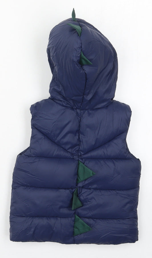 Matalan Boys Blue Gilet Coat Size 12-18 Months Zip - Hood Spikes