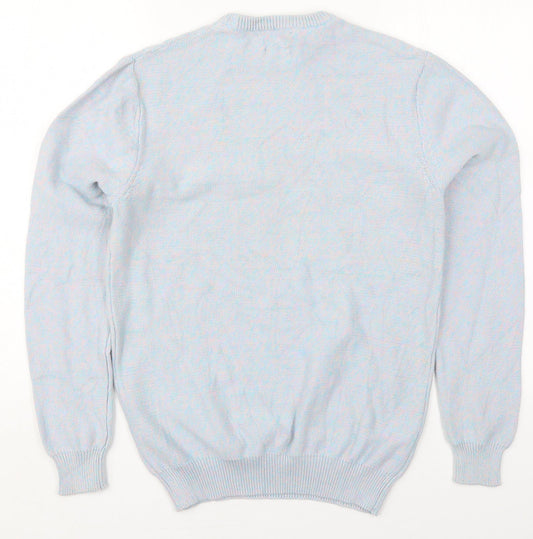 Cedar Wood State Mens Blue Crew Neck Cotton Pullover Jumper Size S