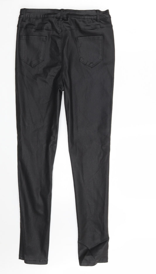 Apperloth Womens Black Polyester Skinny Jeans Size M L28 in Slim Zip