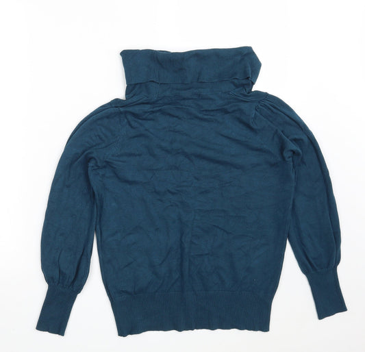 Marks and Spencer Womens Blue High Neck Viscose Pullover Jumper Size 10