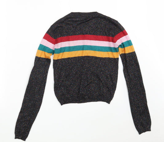 Cooperative Womens Black Round Neck Striped Viscose Pullover Jumper Size XS - Colorblock