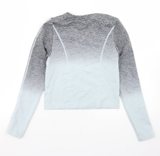 Jeff & Co Girls Grey Nylon Cropped T-Shirt Size 9-10 Years Round Neck - Ombre, Activewear