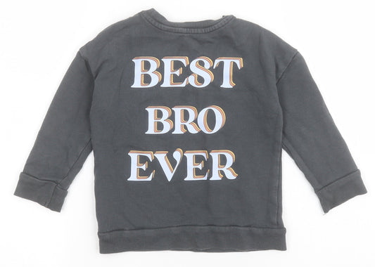 George Boys Grey Cotton Pullover Sweatshirt Size 2-3 Years - Multi-coloured BRO print