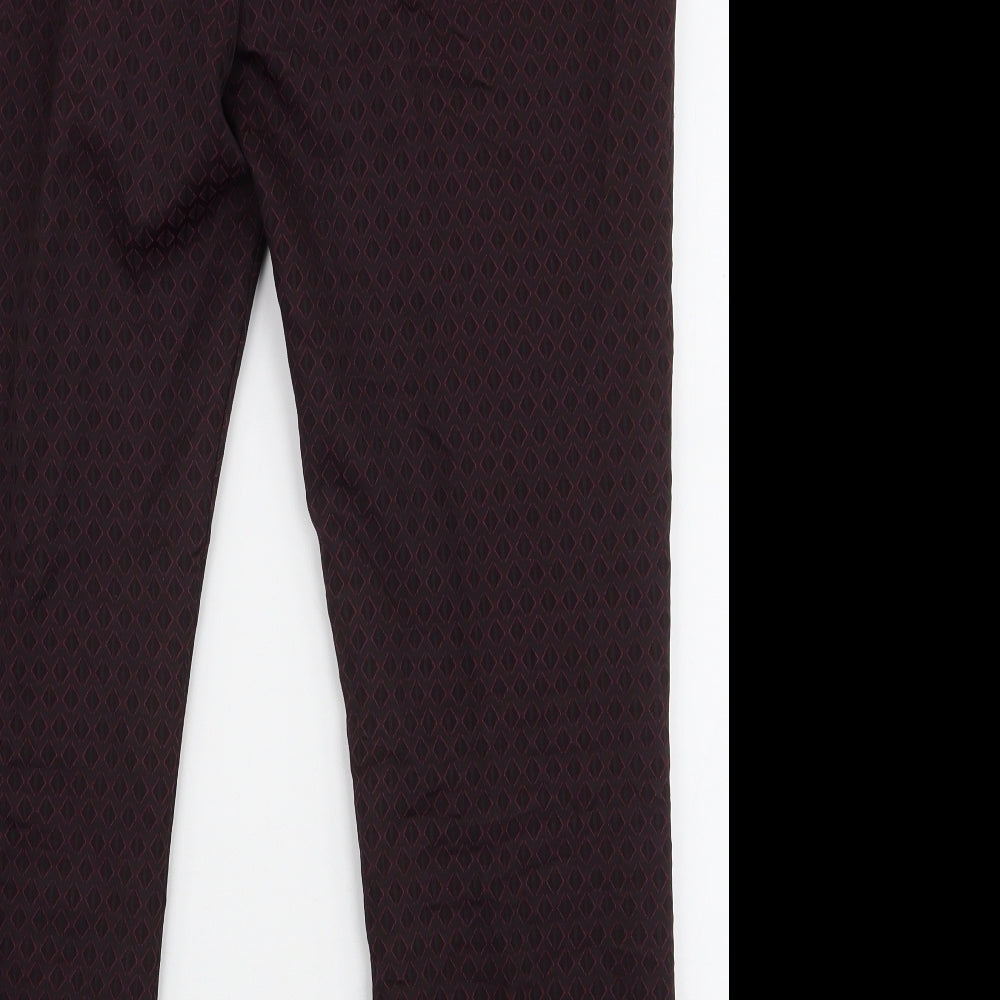 Miss Selfridge Womens Purple Geometric Polyester Trousers Size 14 L27 in Regular Zip