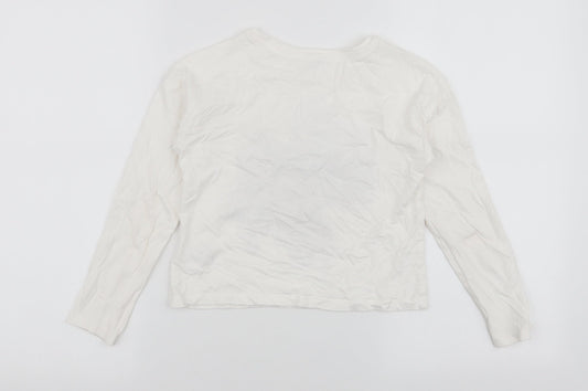 Dunnes Stores Girls White 100% Cotton Jersey T-Shirt Size 8-9 Years Round Neck Pullover - New York