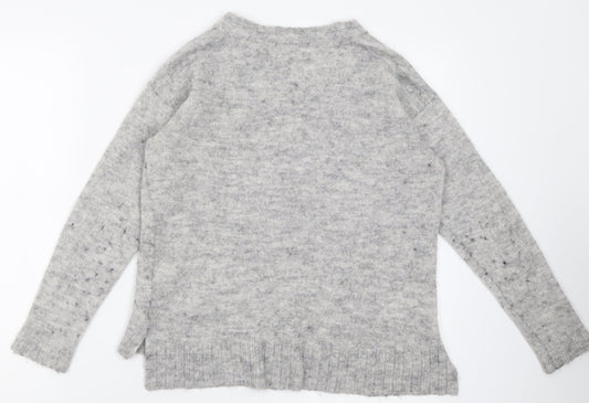 NEXT Womens Grey V-Neck Acrylic Pullover Jumper Size 10