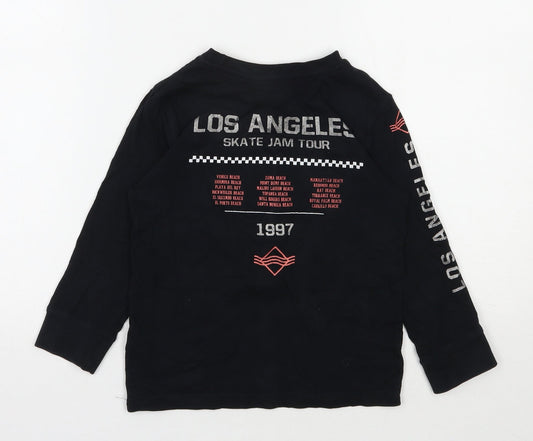 F&F Boys Black 100% Cotton Basic T-Shirt Size 4-5 Years Round Neck Pullover - Venice Beach