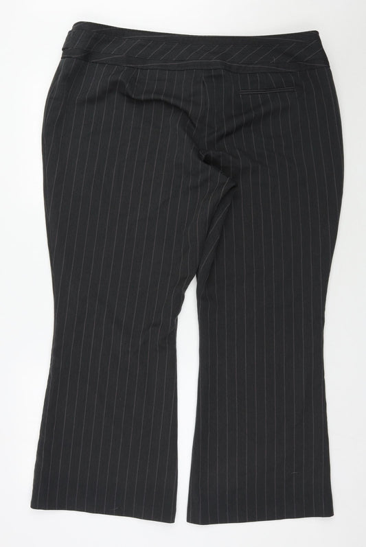 Evie Womens Grey Herringbone Polyester Trousers Size 20 L29 in Regular Zip
