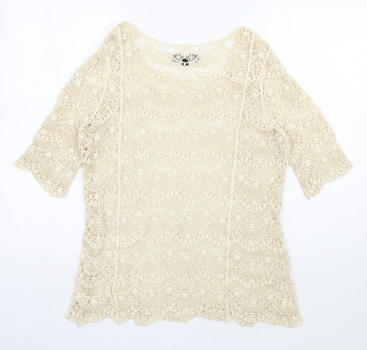 Julie Womens Beige Polyester Basic Blouse Size S Sweetheart