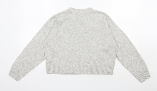 New Look Womens Grey Round Neck Acrylic Pullover Jumper Size M