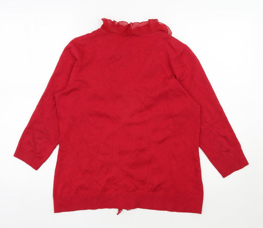Planet Womens Red V-Neck Viscose Cardigan Jumper Size M