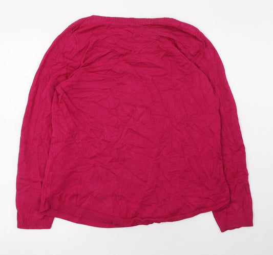 Bonmarché Womens Pink Round Neck Viscose Pullover Jumper Size 16