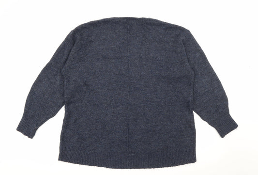 H&M Womens Blue V-Neck Acrylic Pullover Jumper Size S