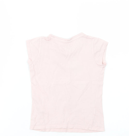 Young Style Girls Pink Cotton Pullover T-Shirt Size 5-6 Years Crew Neck Pullover - Pineapple