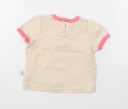 Duck Duck Goose Girls Beige Cotton Pullover T-Shirt Size 12 Months Round Neck Pullover