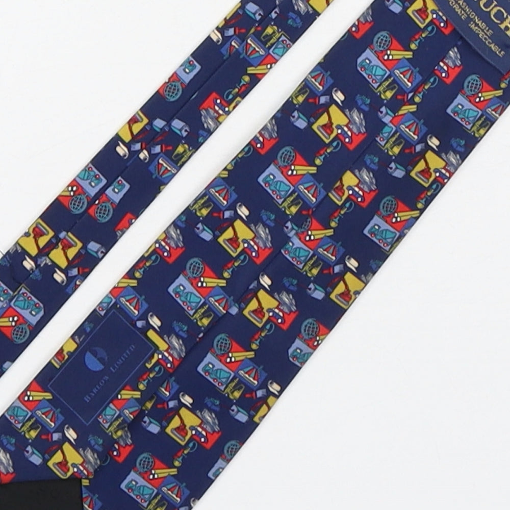 Vinuchi Mens Multicoloured Geometric Polyester Pointed Tie One Size - Diggers & Trucks