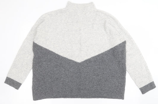 Marks and Spencer Womens Grey High Neck Acrylic Pullover Jumper Size M