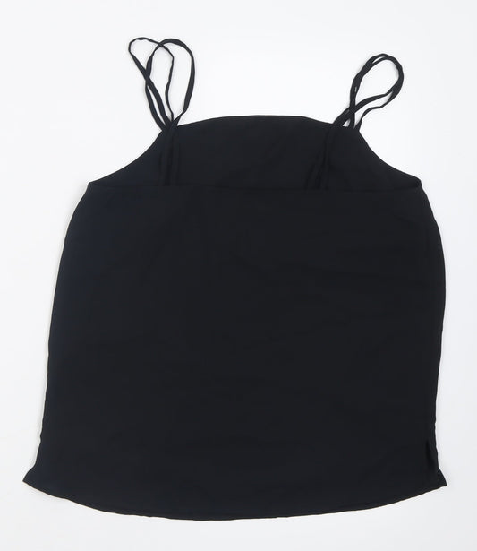Marks and Spencer Womens Black Polyester Basic Tank Size 10 Scoop Neck
