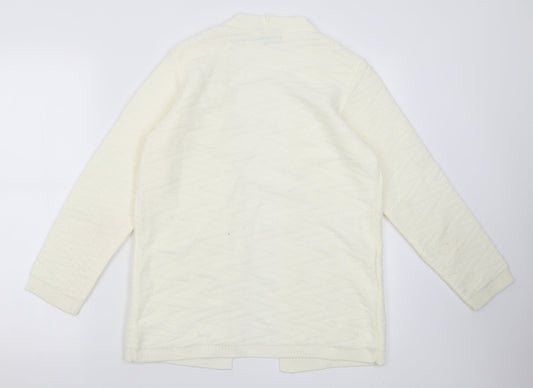 BASSINI Womens White V-Neck Acrylic Cardigan Jumper Size S