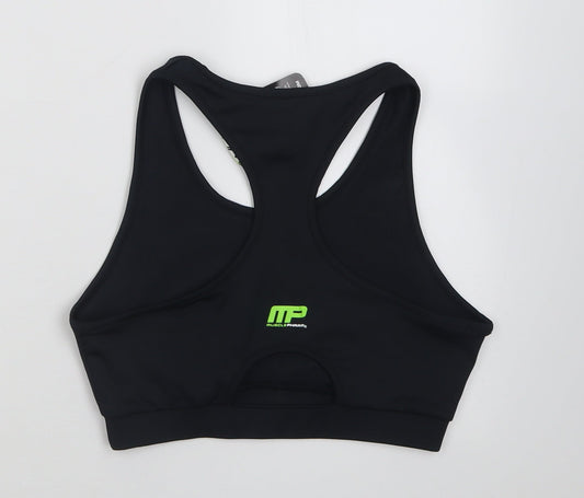 MusclePharm Womens Black Polyester Cropped Tank Size M Scoop Neck Pullover