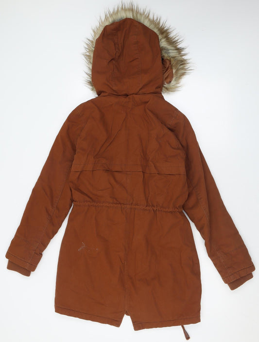 Atmosphere Womens Brown Overcoat Coat Size 8 Zip