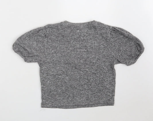 New Look Girls Grey Polyester Cropped Blouse Size 12-13 Years Round Neck