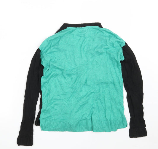 H&M Womens Black V-Neck Viscose Cardigan Jumper Size XS - Black & Green