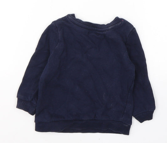 Baby Girls Blue Cotton Pullover Casual Size 9-12 Months Round Neck Pullover