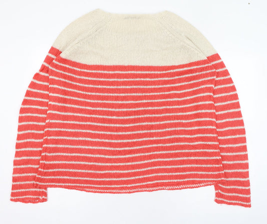 South Womens Pink Square Neck Striped Acrylic Pullover Jumper Size 20
