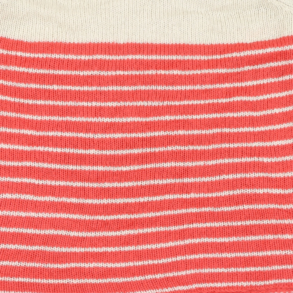 South Womens Pink Square Neck Striped Acrylic Pullover Jumper Size 20