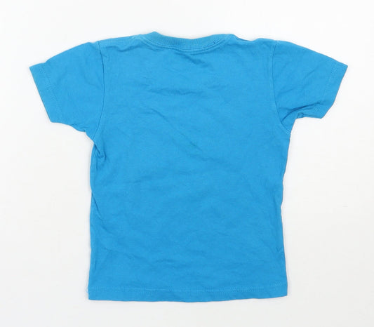 Sun Island Boys Blue 100% Cotton Basic T-Shirt Size 2 Years Round Neck Pullover - Jamaica