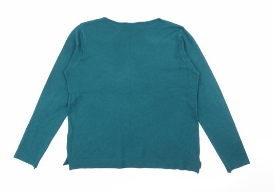 M & V Womens Blue Scoop Neck Polyamide Pullover Jumper Size S
