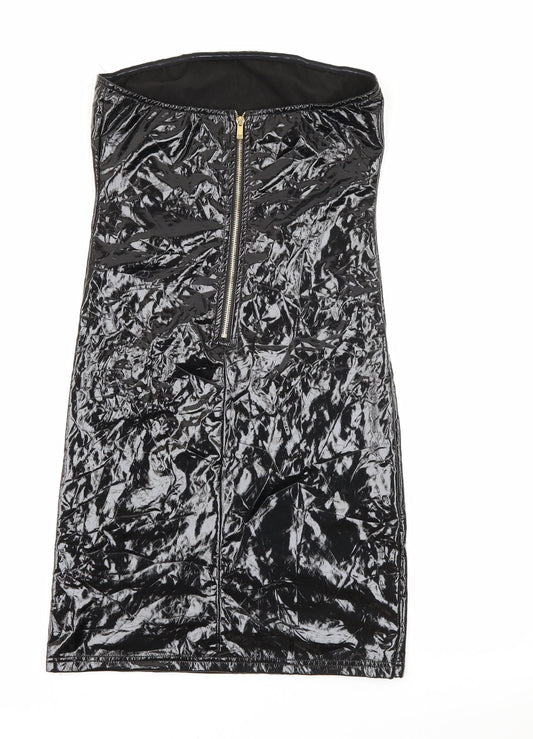 We own the night Womens Black Polyester Bodycon Size S Square Neck Zip