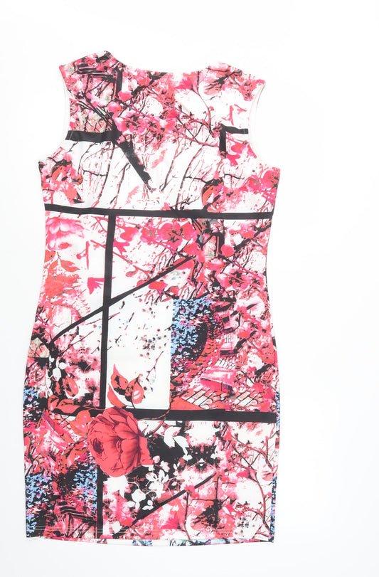 Tide Yaxuan Womens White Floral Polyacrylate Fibre Bodycon Size XL Scoop Neck Pullover