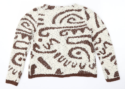 J.Stars Womens Beige Round Neck Polyester Cardigan Jumper Size S