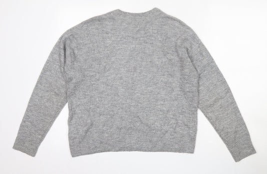 H&M Womens Grey Round Neck Acrylic Pullover Jumper Size XS