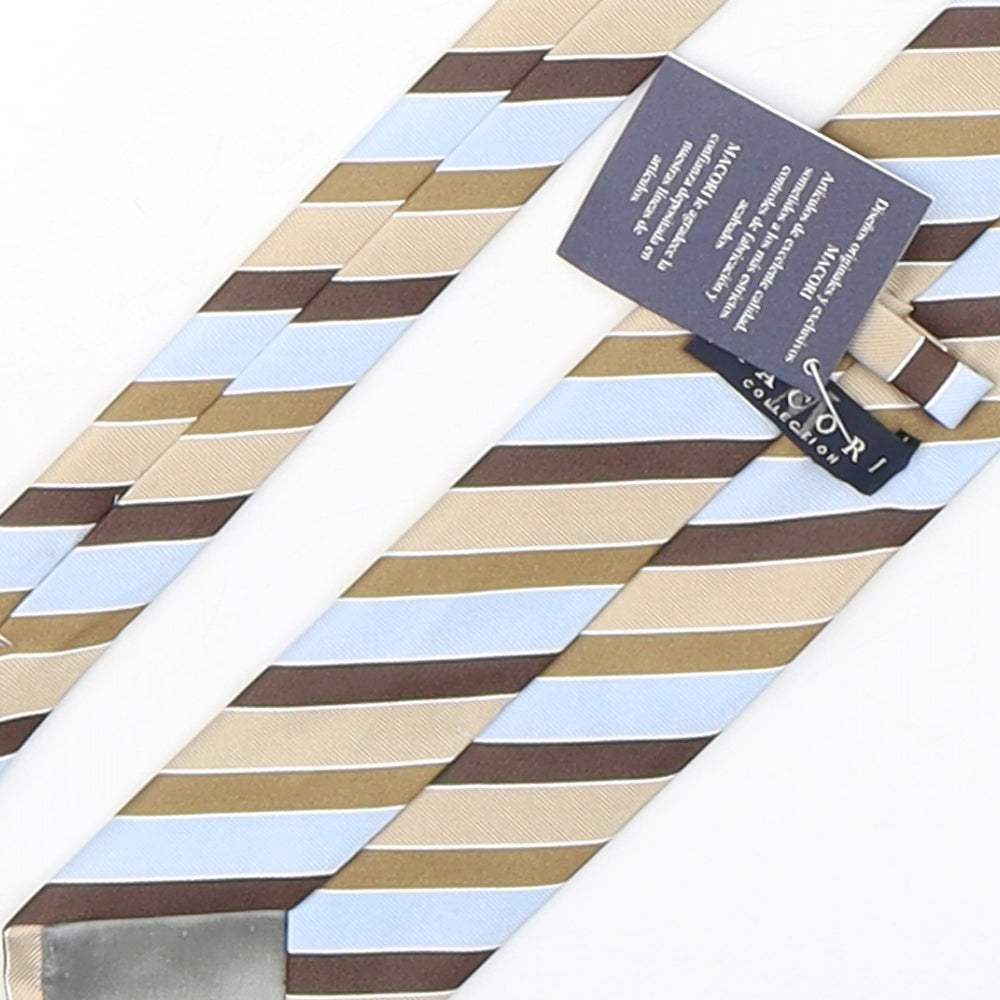 Macori Mens Multicoloured Striped Silk Pointed Tie One Size