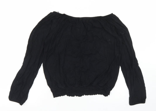 Peacocks Womens Black Viscose Basic Blouse Size 12 Off the Shoulder
