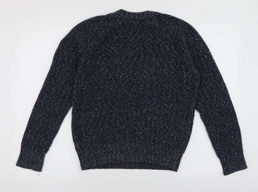 L.O.G.G Mens Blue High Neck Cotton Pullover Jumper Size M