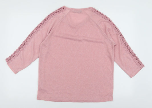 Dunnes Stores Womens Pink Round Neck Polyester Pullover Jumper Size M