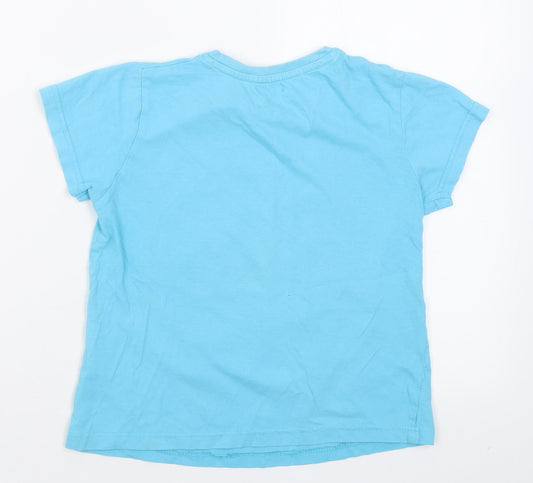 Preworn Boys Blue Cotton Basic T-Shirt Size 8 Years Crew Neck Pullover - Lets smile together