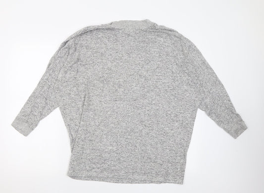 Pull&Bear Womens Grey Crew Neck Polyester Pullover Jumper Size M