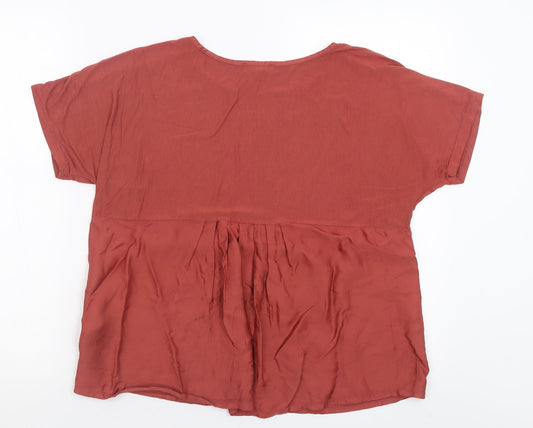 Phase Eight Womens Red Viscose Basic T-Shirt Size 10 Crew Neck