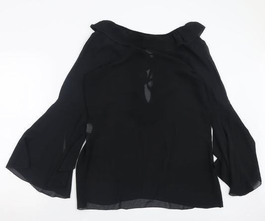 TFNC Womens Black Polyester Basic Blouse Size S Boat Neck